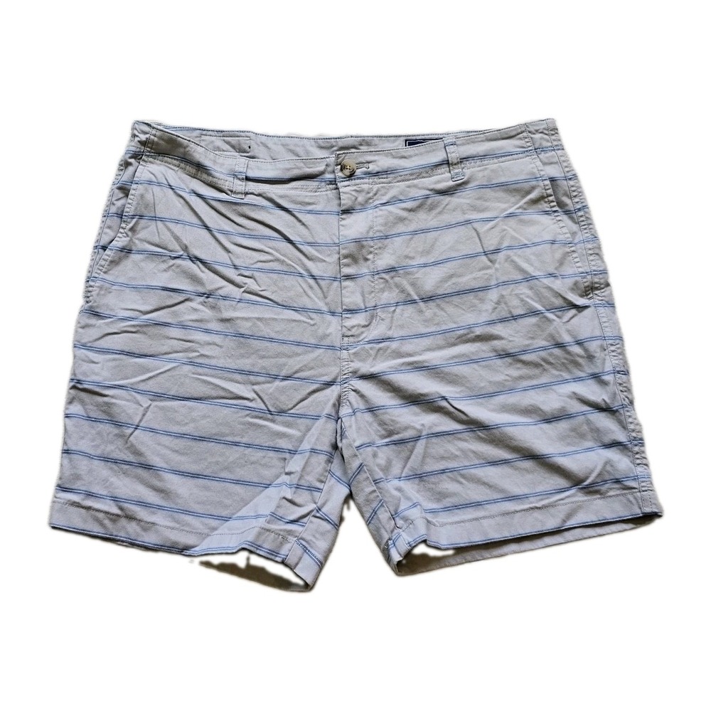 Vineyard Vines Island Short 7" Mens 38 Gray Blue Stripe Cotton Stretch Shorts